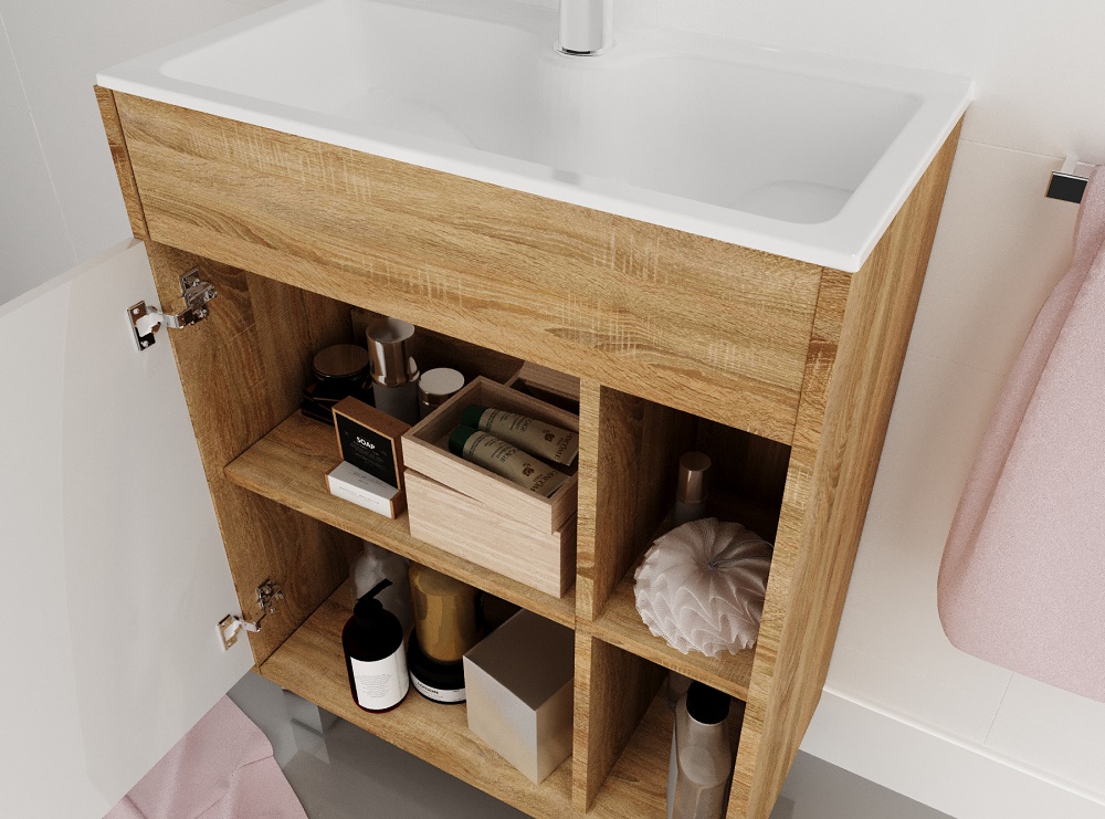 У75338 Тумба с раковиной Lido 60П 1д. Дуб Сонома 1 Marka LIDO - Вид №3