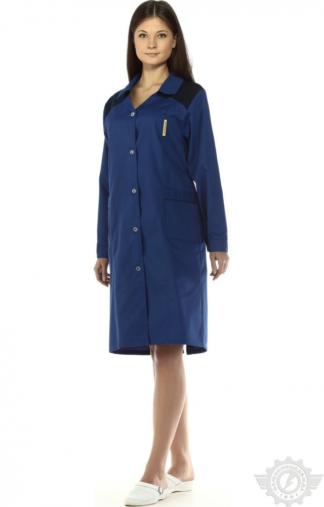 65721 Халат "Мастерица" женский василек с темно-синим  Одежда для обслуживающего персонала  размер 52-54/158-164 Спецодежда  - Вид №3