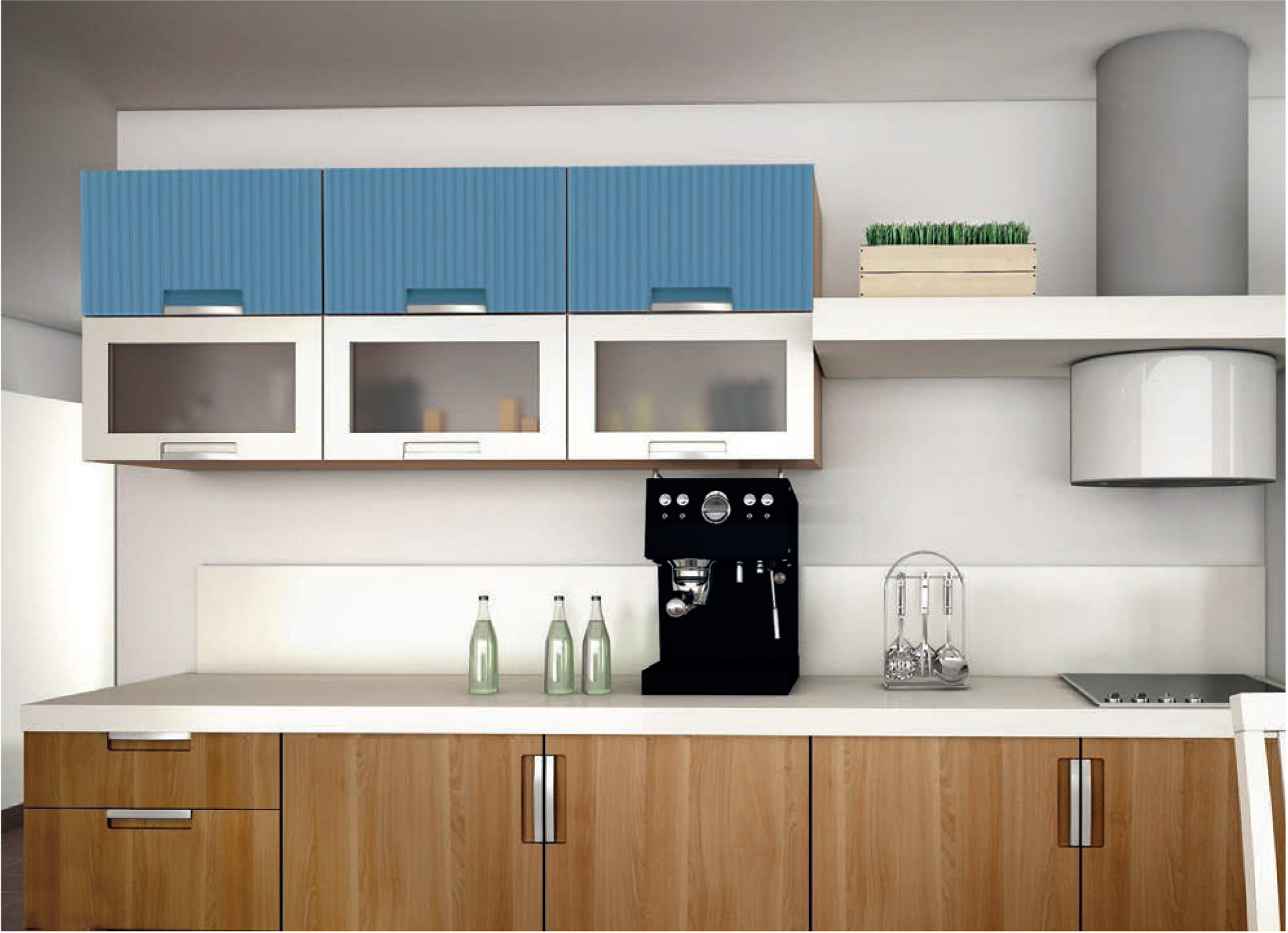 Фасады для кухни Модерн Фрезеровка «Магнум Билд» 104 Бежевый бархат SIDAK SIST880-14103 - Вид №1