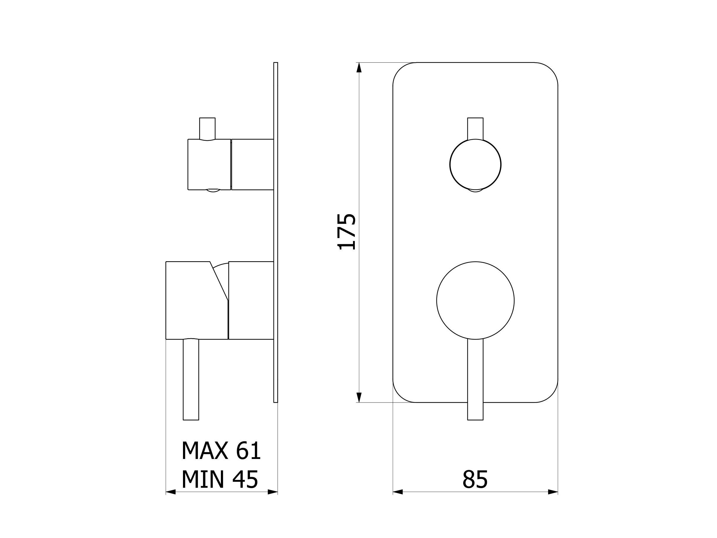 Смеситель для душа с 2 отверстиями из нержавеющей стали с переключателем IB M316 ARCH-00058827 - Вид №2
