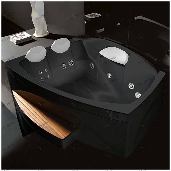 Ванна GRUPPO TREESSE Matrix Slim V7637-C  большая с подголовником глубокая с гидромассажем чёрная STDV7637C