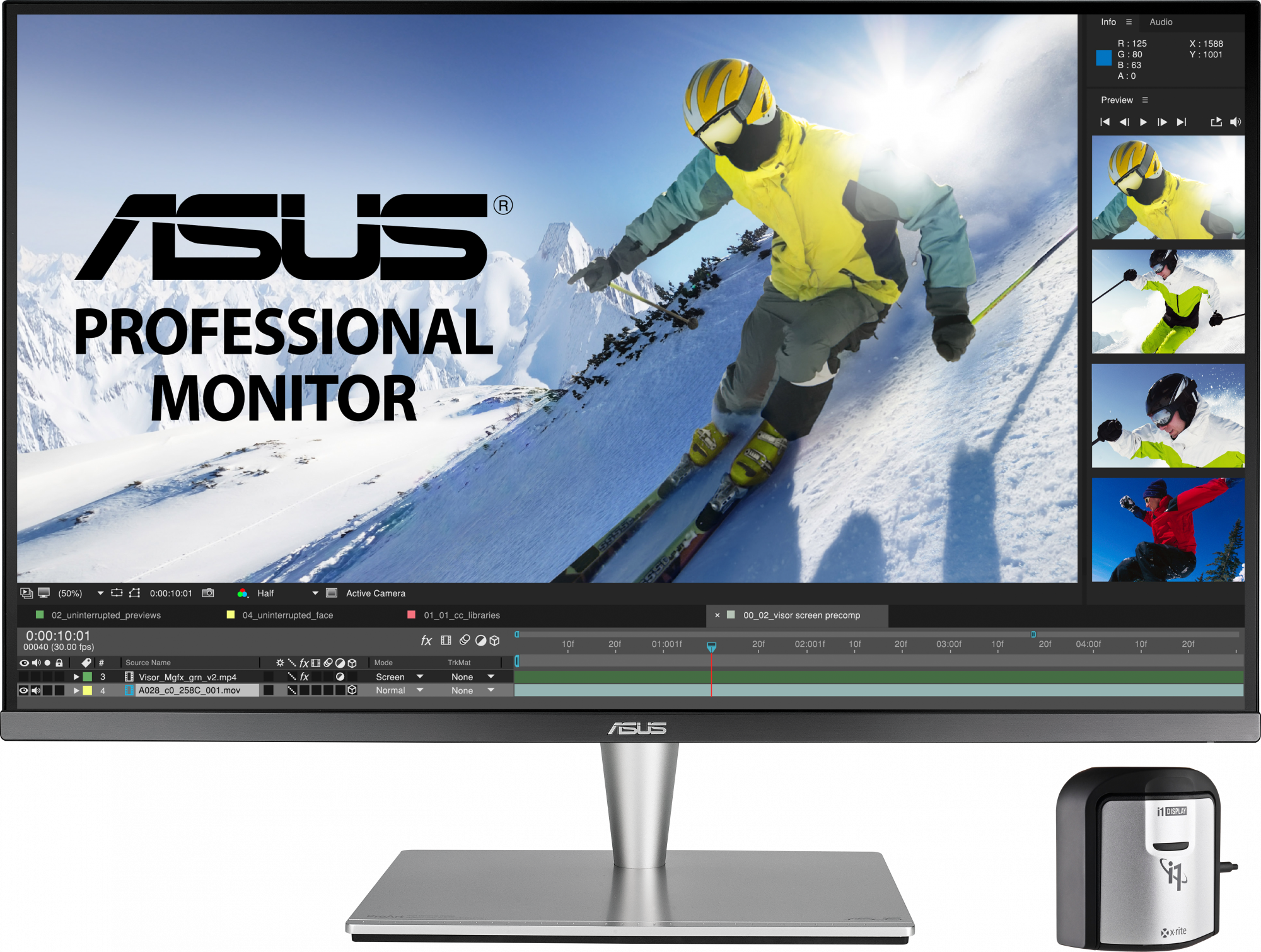 90LM03H0-B02370 pa32uc-k 32'' professional monitor, 4k (3840 x 2160), ips, quantum dot, hdr1000, ultrahd premium, 384 zones local dimming, 99.5% adobe rgb/95% dci-p3, e< 2, thunderbolt 3, hdmi 2.0b, usb type c, x-rite i1 display pro ASUS ASUS ProArt Santreyd 