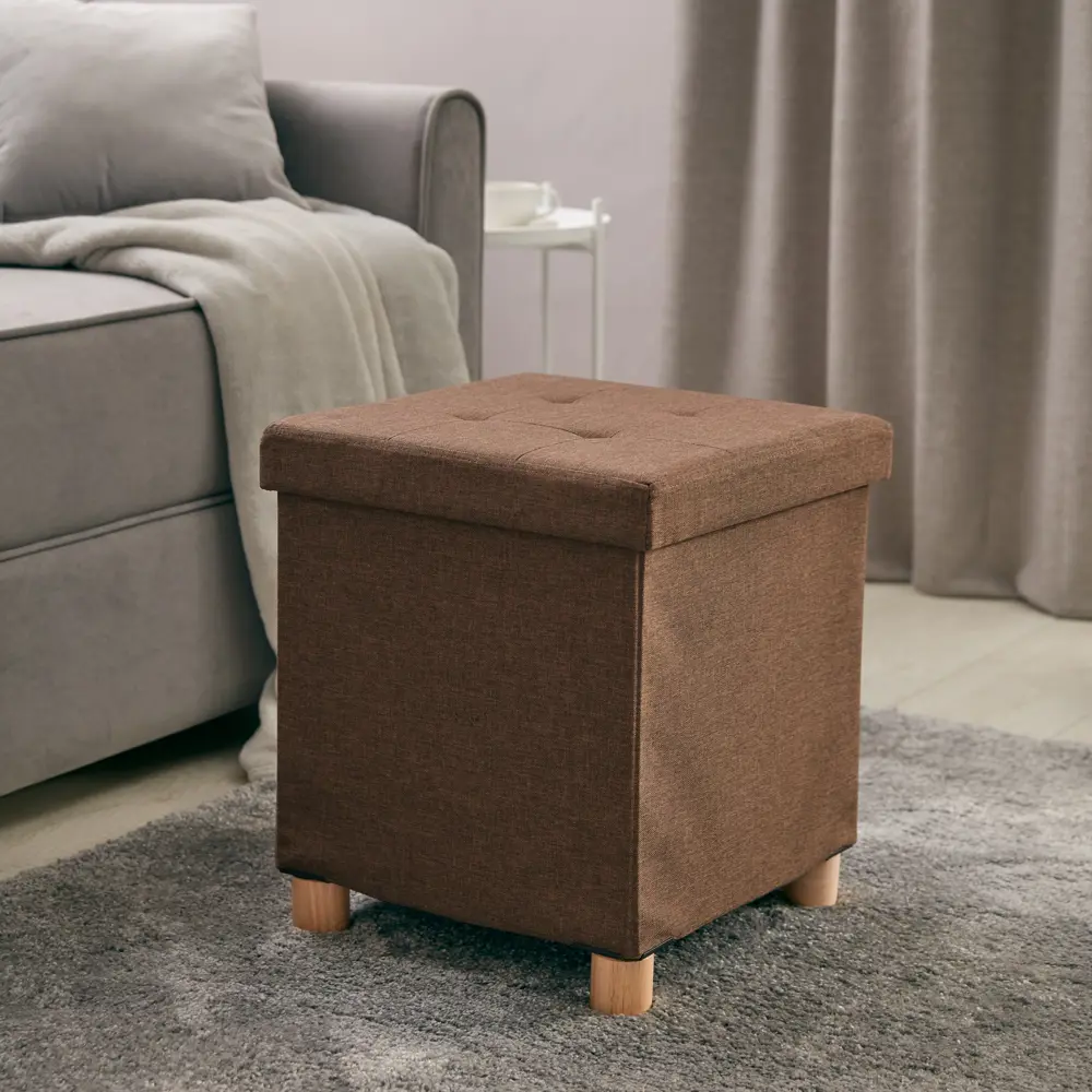 Пуф складной 38x38x43 см цвет коричневый DREAM RIVER STLM-2068682 - Вид №4