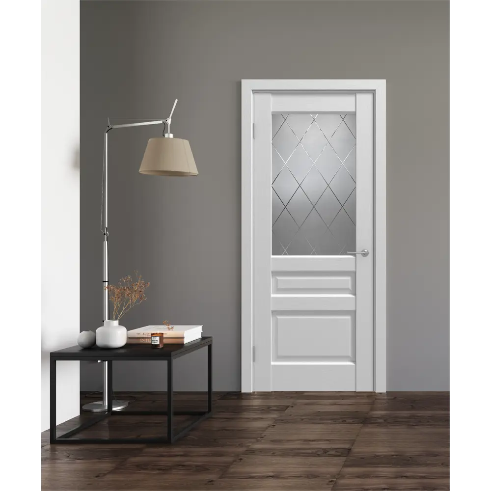 Комплект двери Artens Магнолия со стеклом 80x200 см ПВХ белый с добором 100 мм STLM-2172637 - Вид №1