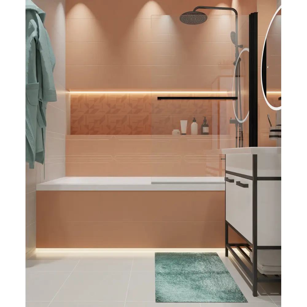 Плитка настенная Керамин Сонет 1С 25x75 см 1.69 м² матовая цвет розовый STLM-2191737 - Вид №5