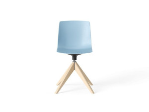 Пластиковый поворотный стул с деревянным основанием