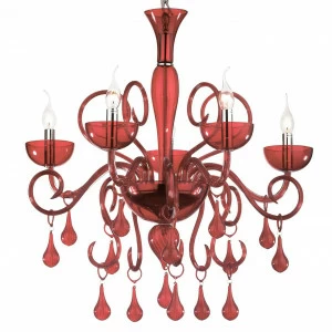 Подвесная люстра Ideal Lux Lilly SP5 Rosso IDEAL LUX ДИЗАЙНЕРСКИЕ, LILLY ROSSO 057378 Красный