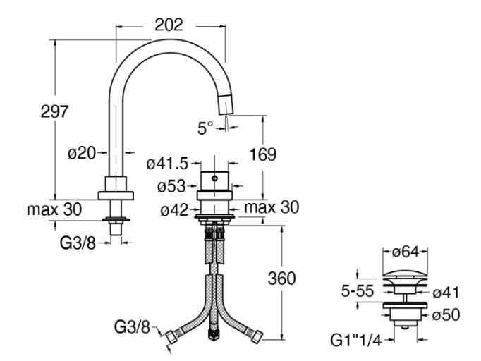 Однорычажный смеситель для раковины CRISTINA Rubinetterie зеленый триколор ARCH-00130636 - Вид №2