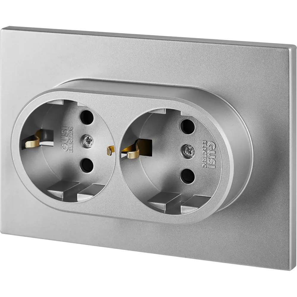 Розетка встраиваемая GUSI Electric серебристая с защитными шторками 89337220 Ugra STLM-1104061 - Вид №1