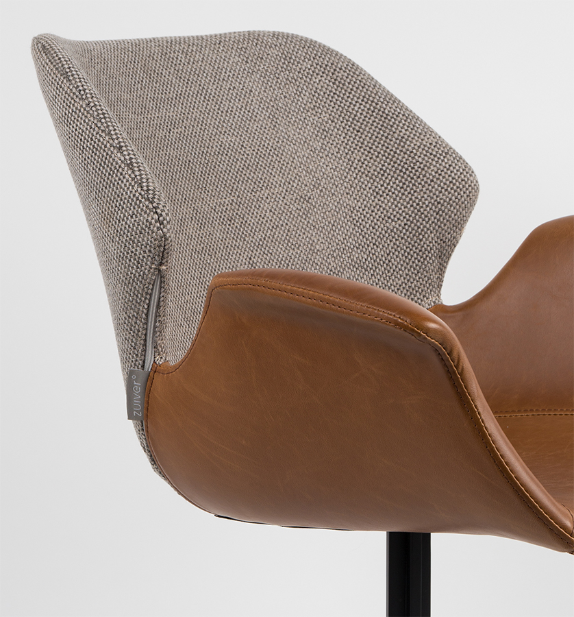 Кресло Nikki коричневое с черным основанием Zuiver 1200137 - Вид №3