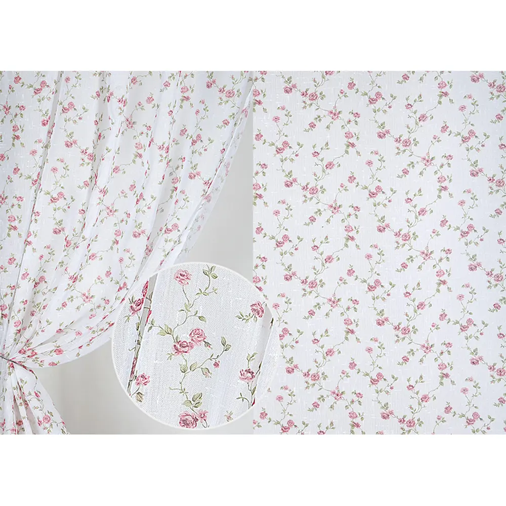 Тюль «Цветы» 1 п/м 280 см лён цвет красный ТОРГОВЫЙ ДОМ ТЕКСТИЛЬ STLM-2110031 - Вид №3