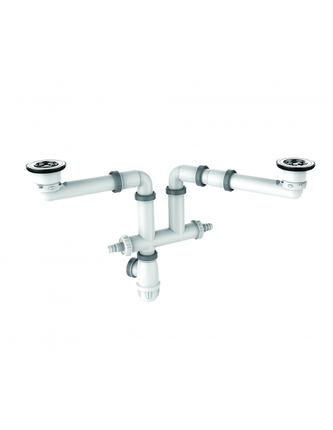 784300 000 00  Полный комплект Elipso для мойки с 2 чашами Д. 60 мм, регулируемый, выход Д. 40 мм, двухкомпонентный Valentin Хром 