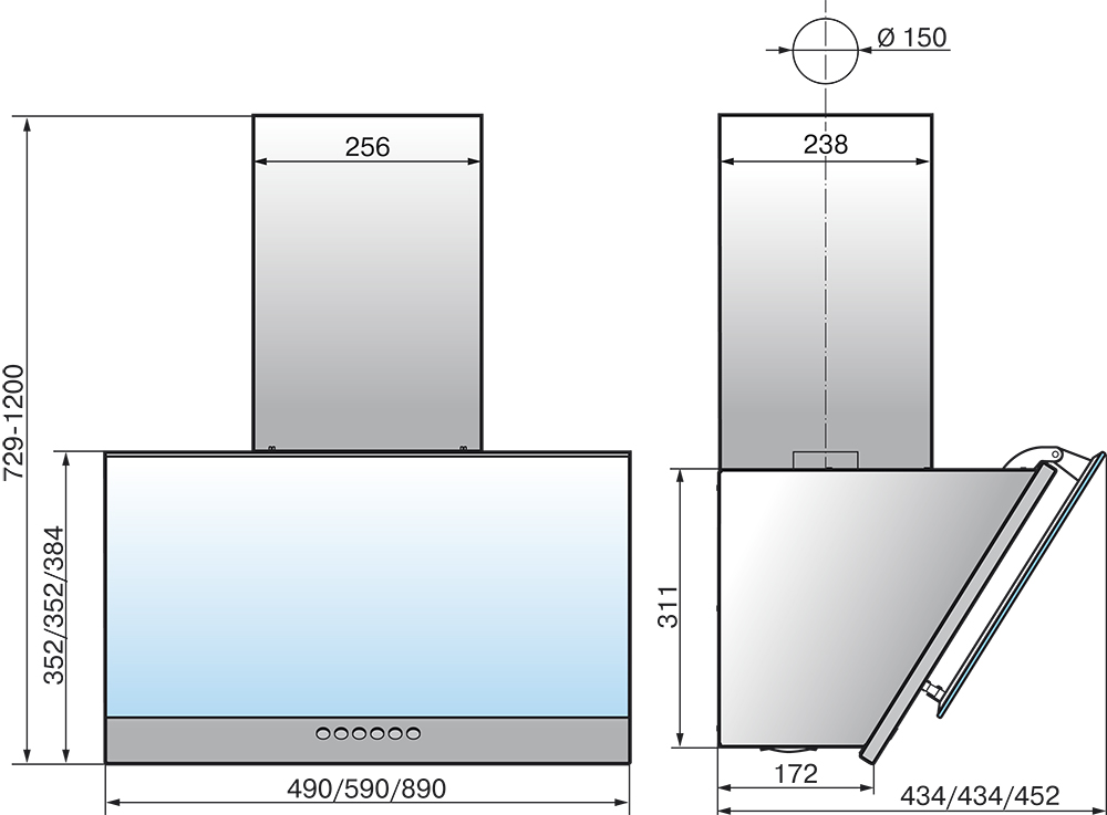 1183444 Вытяжка наклонная ELIKOR Рубин S4 90П-700-Э4Д белый/белый STDN-0013213 - Вид №1