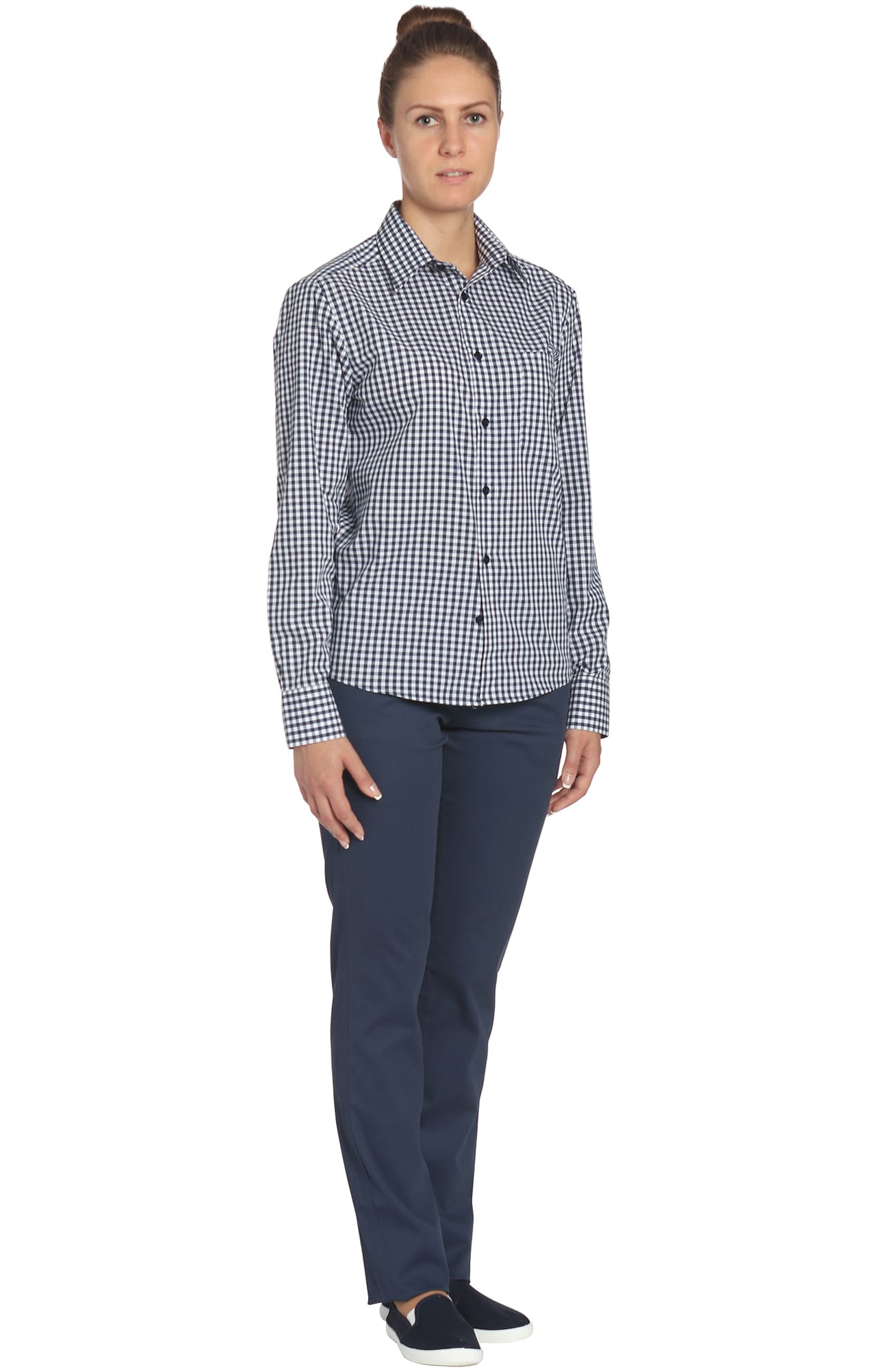 67785 Рубашка в клетку mini check blue-white (мелкая клетка сине-белая) HIPSTER  Толстовки, рубашки, футболки, тенниски  размер 40 (80)  - Вид №2