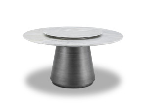 Круглый обеденный стол из мрамора и нержавеющей стали с Lazy Susan