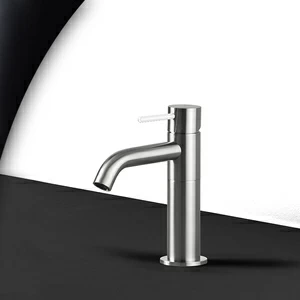 Смеситель для раковины сталь матовая с белой ручкой Toki Radomonte TKS1SCIL11