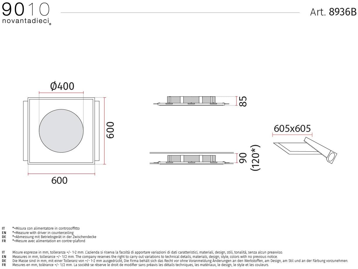 9010 novantadieci Встраиваемый потолочный светильник led из cristaly®  8936b  - Вид №2