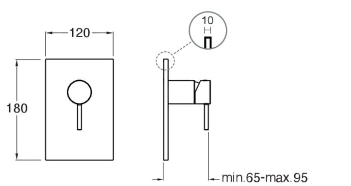 Смеситель для душа с одним отверстием из АБС-пластика с пластиной CRISTINA Rubinetterie Phi ARCH-00044346 - Вид №2