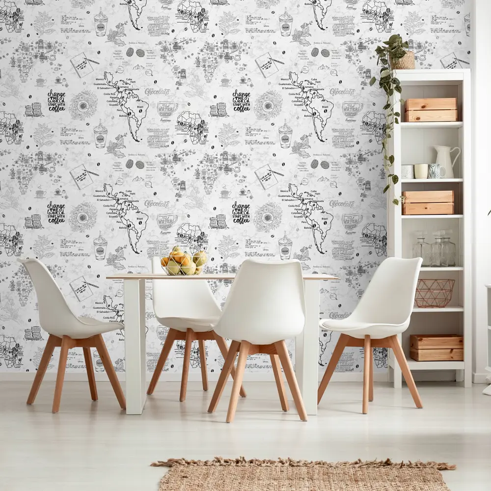 Обои флизелиновые Ateliero Coffee белые 1.06 м 888611 STLM-2007557 - Вид №2