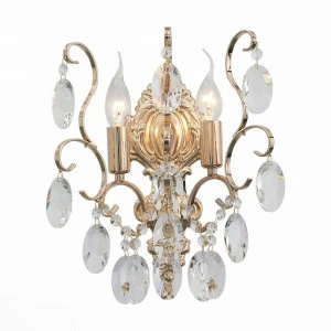 Бра хрустальное на 2 лампы золотое Orecchini SL846.201.02 ST LUCE ORECCHINI 00-3931249 Золото;прозрачный