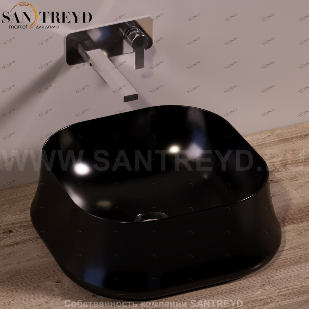 SH06NEROMATT Накладная раковина на столешницу  квадратная Simas Sharp