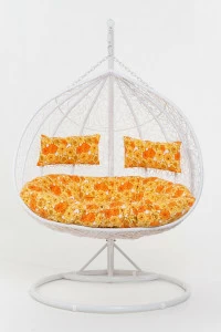 Подвесное кресло двухместное белое из искусственного ротанга 45-004-05 VINOTTI  00-3885160 Белый;оранжевый