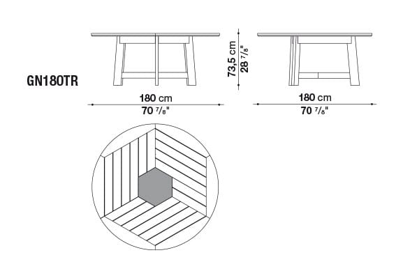 Круглый стол из тикового дерева B&B Italia Outdoor метла ARCH-00008466