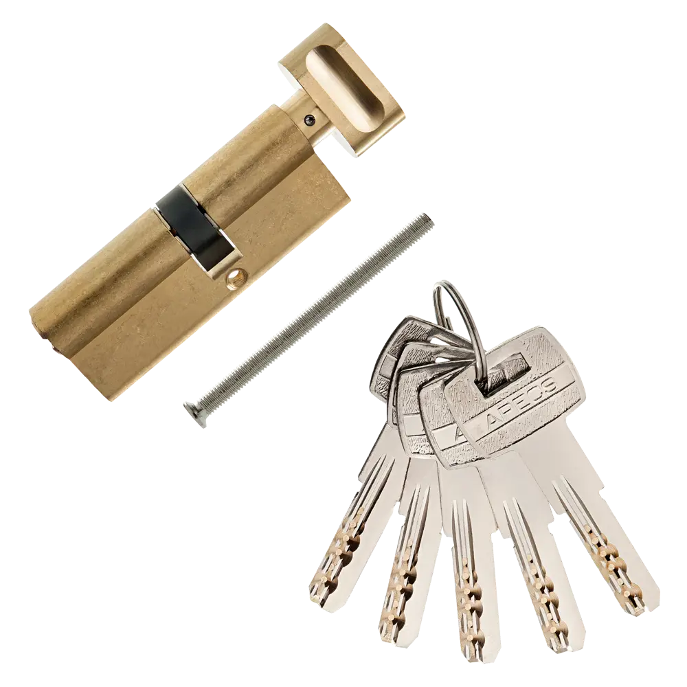 Цилиндр Apecs SM-80(35C/45)-C-G, 35x45 мм, ключ/вертушка, цвет золото ЦИЛИНДР APECS SM-80(35C/45)-C-G КЛ-ВЕРТ STLM-2160293 - Вид №1