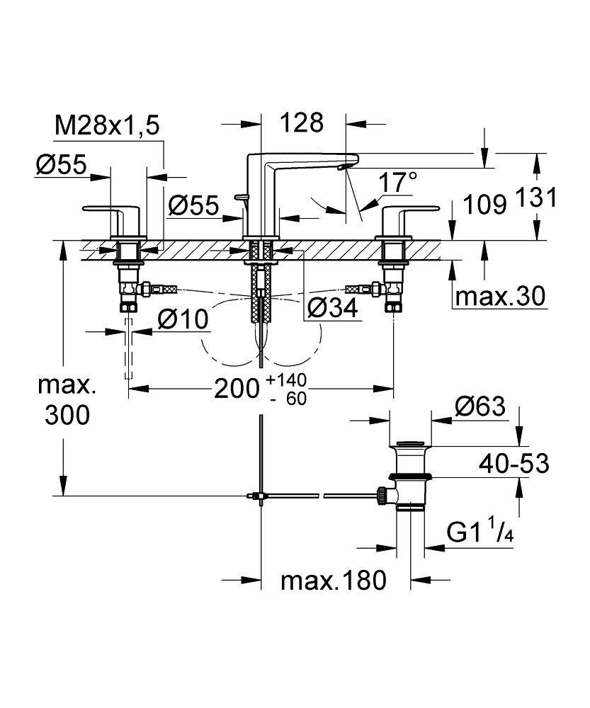 20301000 Смеситель для раковины Grohe Europlus хром - Вид №1