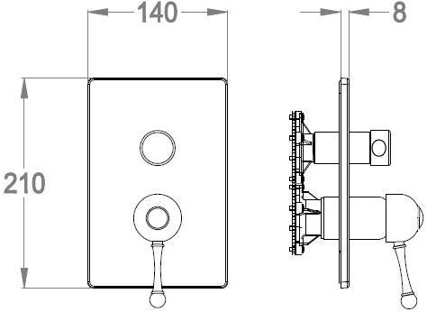 Fir Italia Смеситель для душа на 2 отверстия из хромированной латуни с тарелкой Melrose 70 sun-id-1423249 - Вид №2