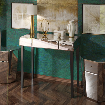 Консоль зеркальная с ящиком и черными ножками "Грэйс" GRAUM  304036 Зеркальный  - Вид №1