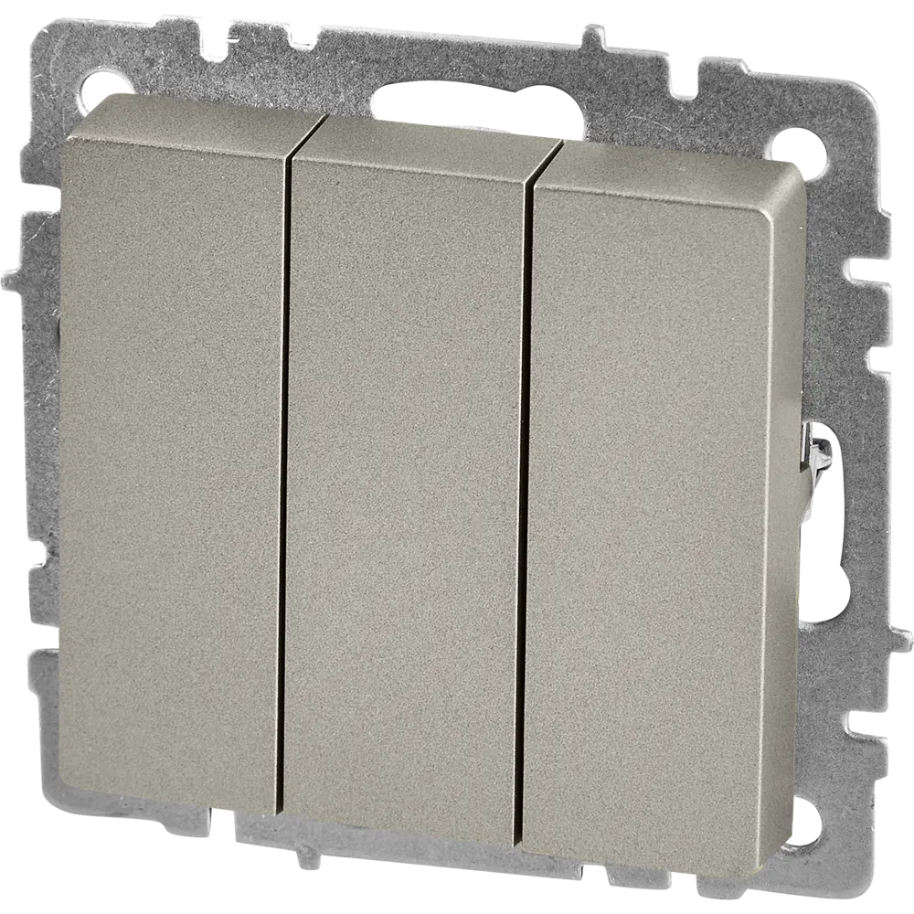 Выключатель IEK Brite 3-клавишный в стиле матовый металл 87761734 STLM-1105804