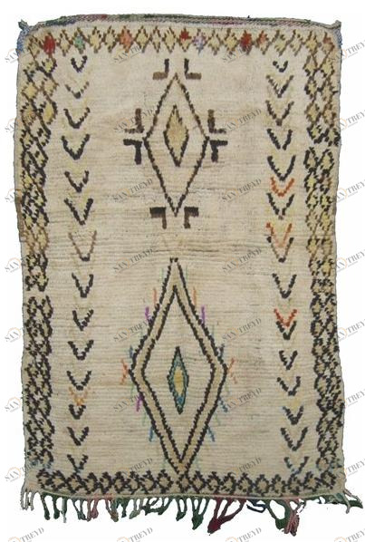 AFOLKI Прямоугольный шерстяной коврик с длинным ворсом Azilal Ta634be