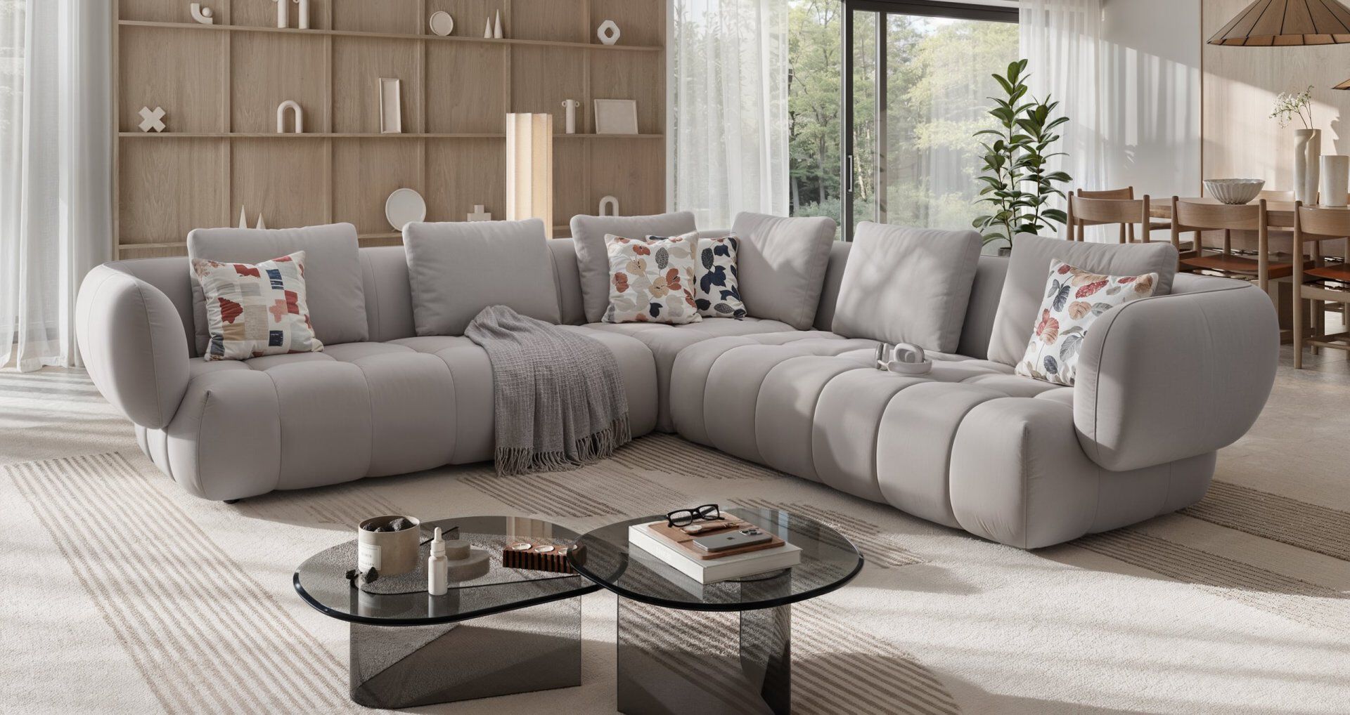 Угловой диван из ткани Sofanella море ARCH-00116504 - Вид №4