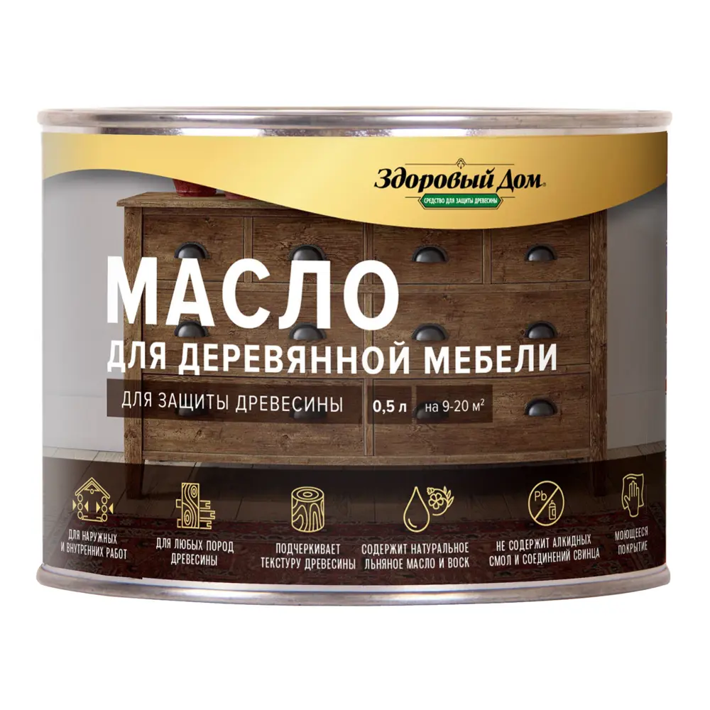 Масло для деревянной мебели ЗДОРОВЫЙ ДОМ бесцветное 0,5 л 82336809 STLM-0024841 - Вид №1