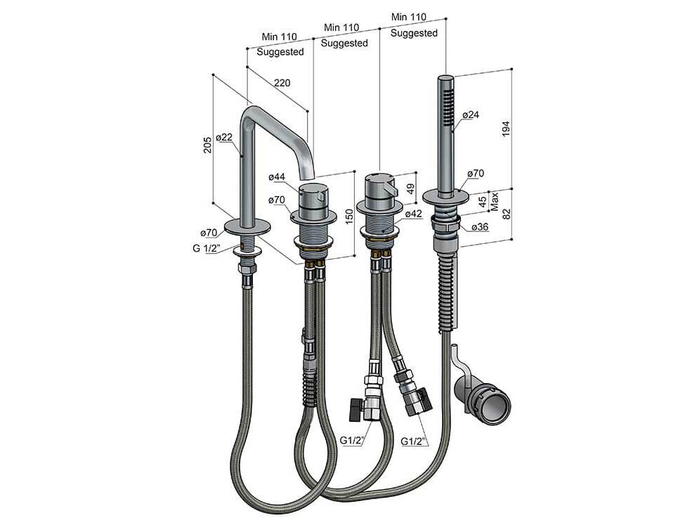 Смеситель для ванны из латуни Hotbath Ace ARCH-00145464 - Вид №2