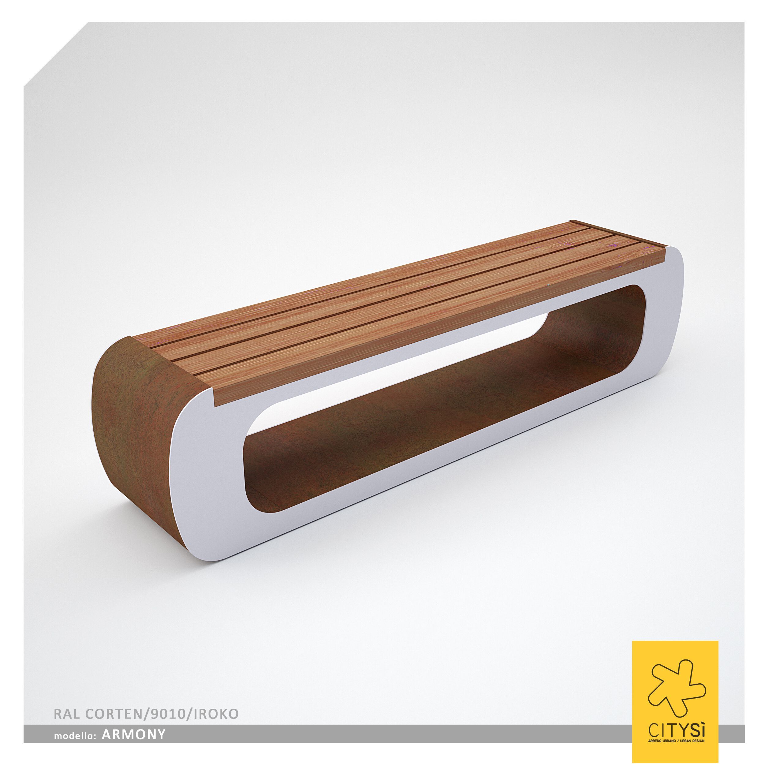 Стальная и деревянная скамья без спинки CITYSì ARMONY ARCH-00045270 - Вид №2