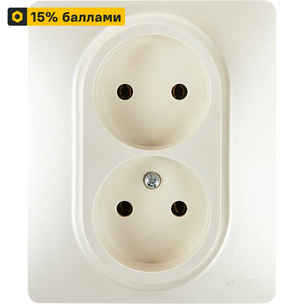 LEXMAN Lilian - двойная розетка без заземления жемчужного цвета 86761384 STLM-1336526