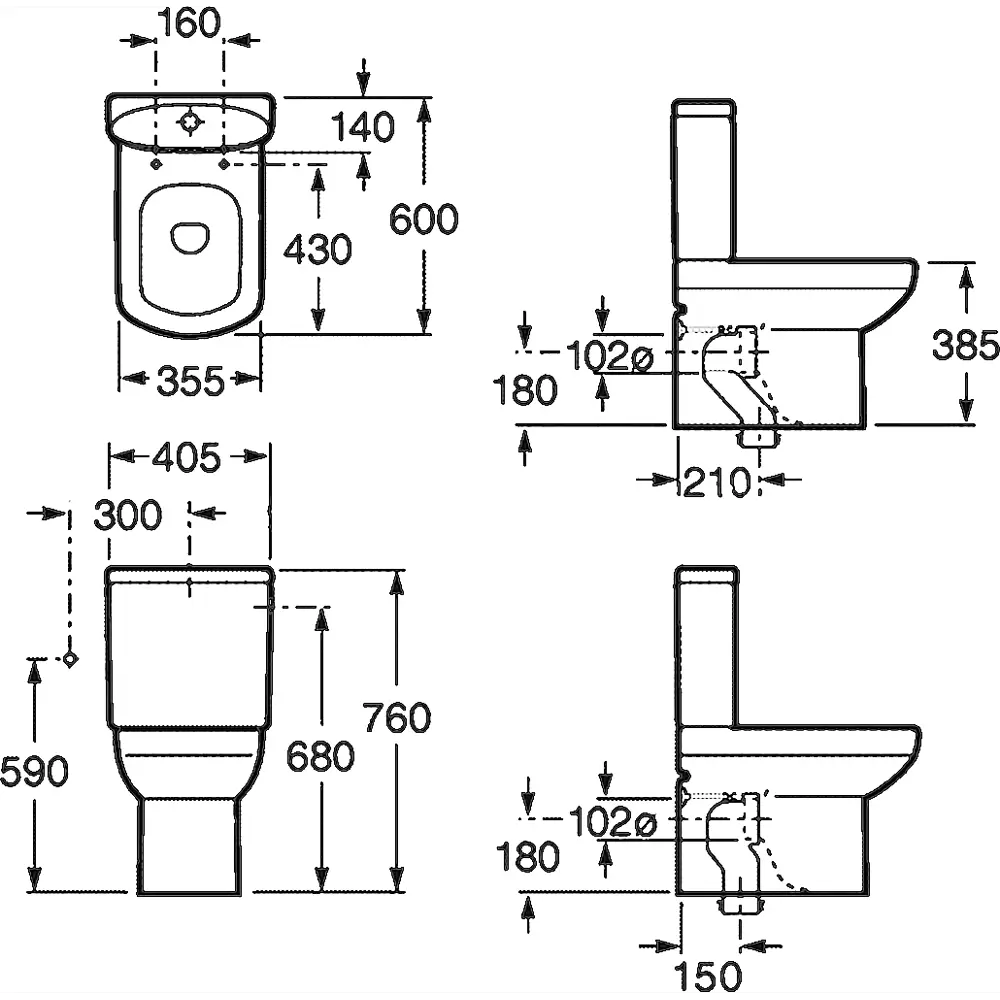 Чаша для унитаза напольная Roca Dama Senso горизонтальный выпуск STLM-2210748 - Вид №5