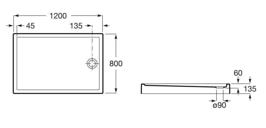 Прямоугольный акриловый поддон для душа Roca GRANADA 2762 / 2763 ARCH-00004013 - Вид №5