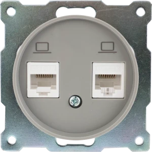 Розетка компьютерная двойная встраиваемая Onekey Florence RJ45 UTP cat 5e цвет серый 82127035 STLM-2021507