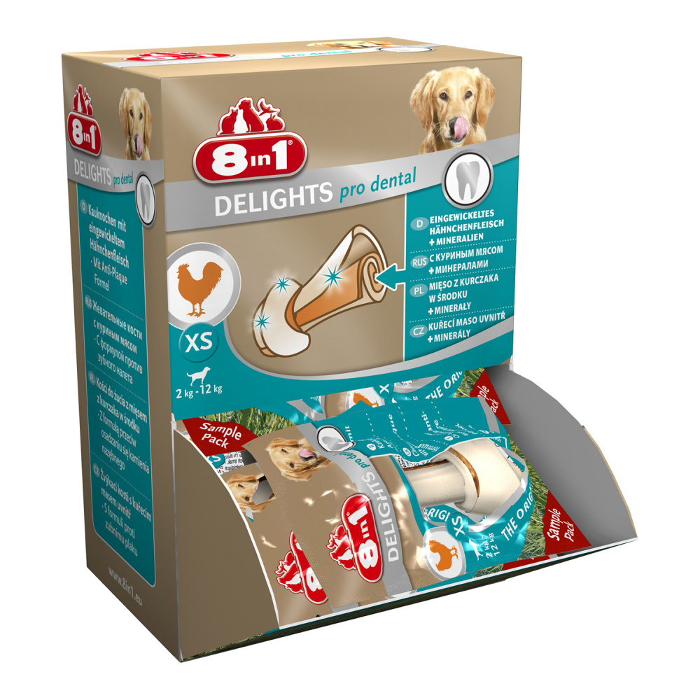 ПР0012674 Лакомство для собак DENTAL DELIGHTS XS Косточки для чистки зубов 7,5 см (1 шт.) 8 in 1 8 in 1 Pets 