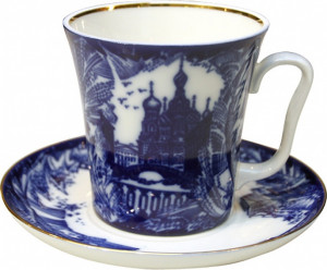 95084 Императорский фарфоровый завод Бокал с блюдцем "Морозный день" "Ленинградский" Фарфор твердый