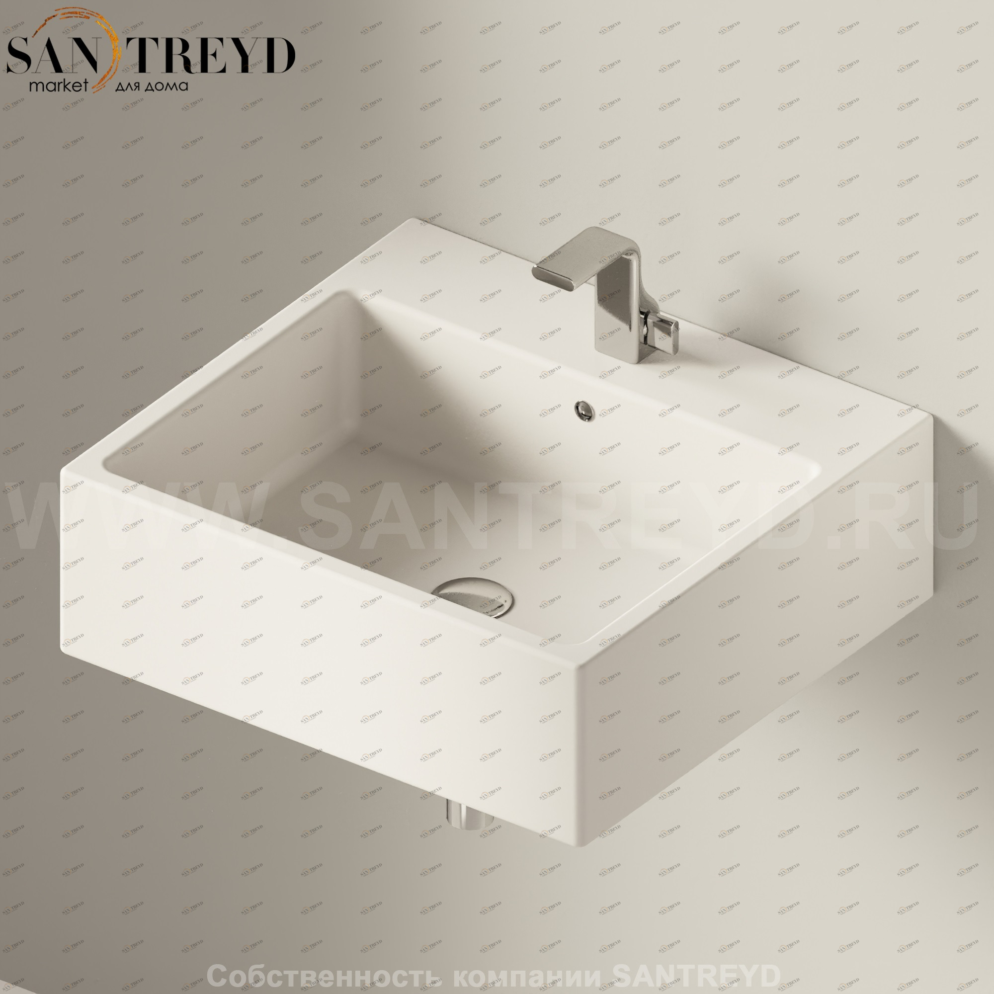 5052.9003 Подвесная раковина настенная прямоугольная Ceramica Flaminia Acquagrande бежевая