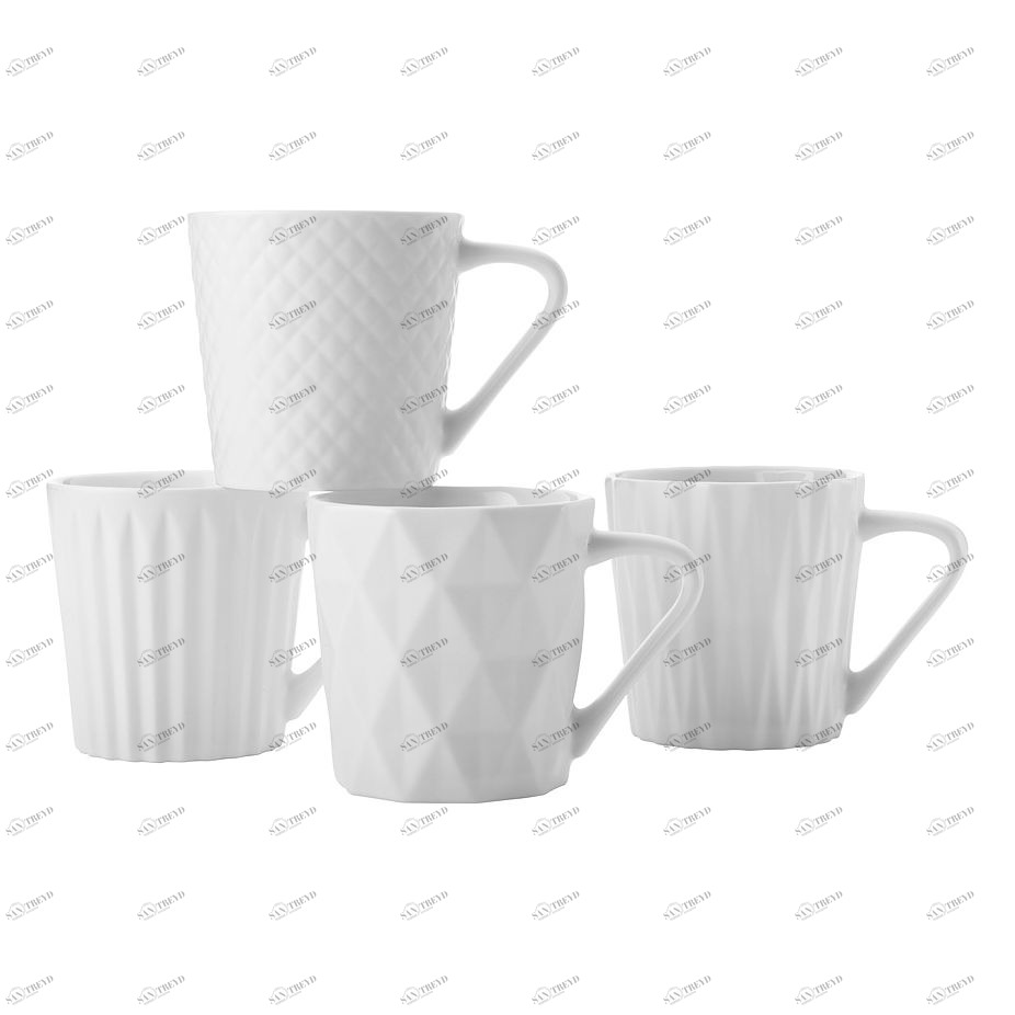Кружки фарфоровые 4 шт белые "Грани" MAXWELL & WILLIAMS НАБОРЫ КРУЖЕК 00-3947066 Белый 