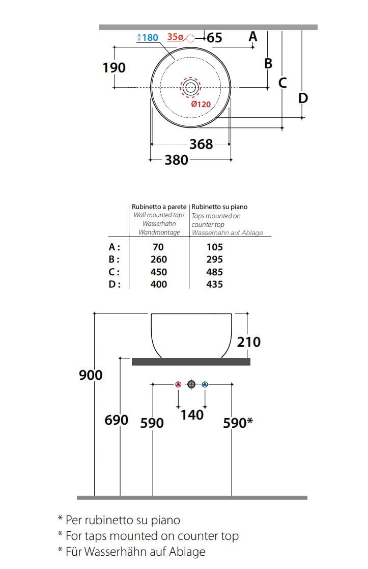 Керамическая раковина с одной столешницей Ceramica Globo чаши ARCH-00077679 - Вид №2