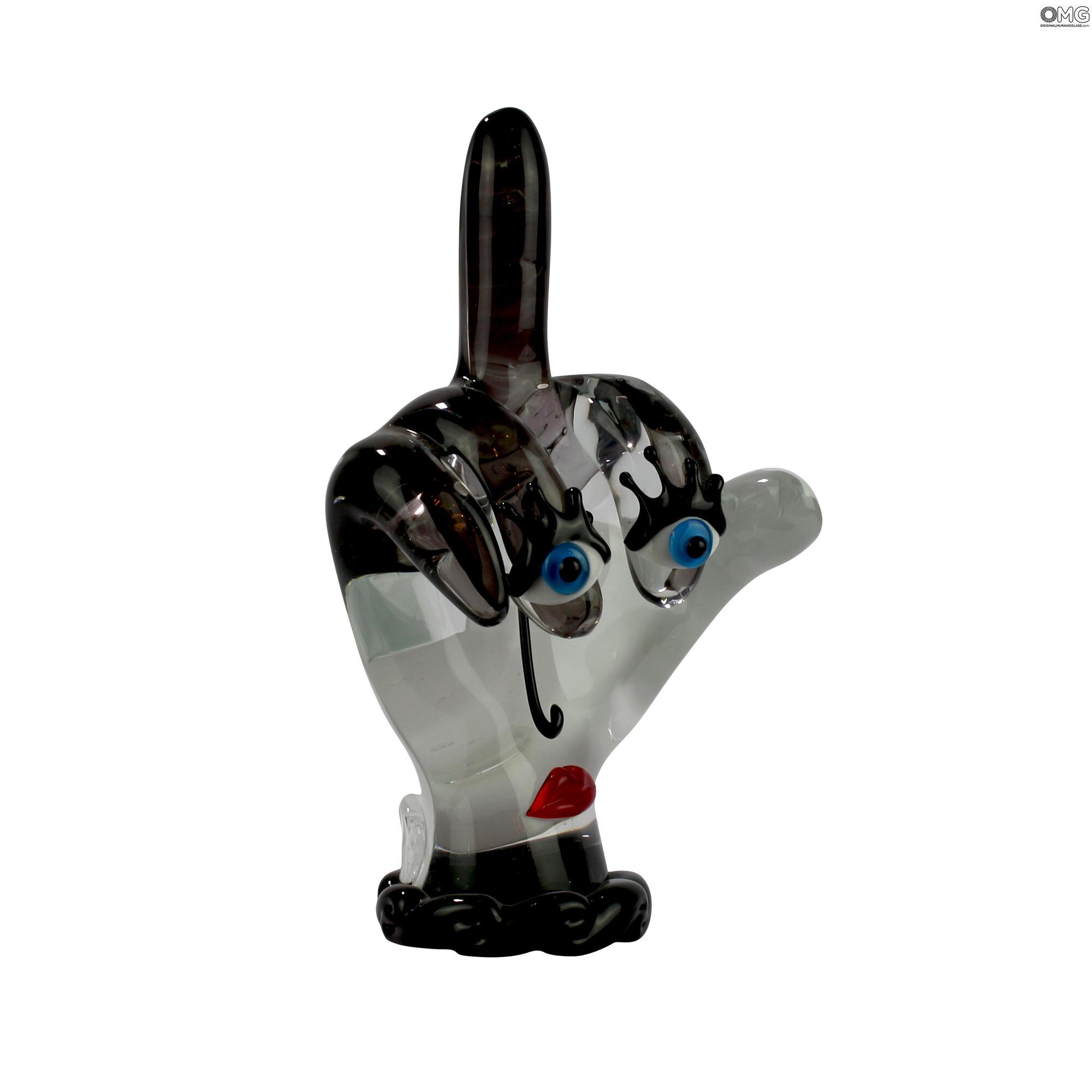 4693 ORIGINALMURANOGLASS Провокацинная скульптура Средний палец - Pop Art - Пикассо - муранское стекло 15 см PICASSO - Вид №1