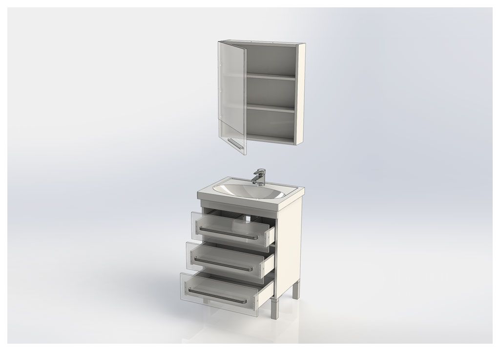 Мебель для ванной Aquanet Сиена 60 белый (напольный 3 ящика) 00196495 - Вид №4
