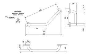 Стальная угловая фиксированная ручка для ванной комнаты
