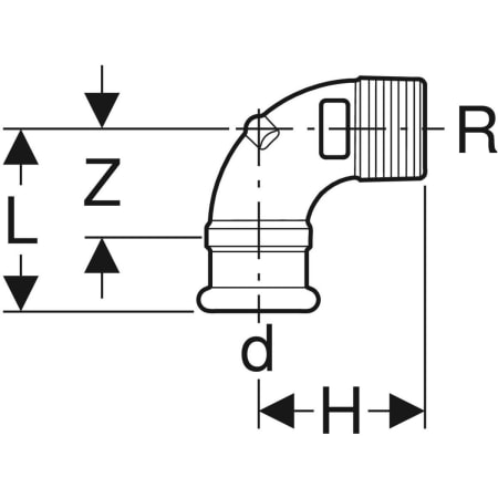 GEBERIT 63873 Переходной угольник Geberit Mapress из меди 90°, с наружной резьбой  - Вид №2